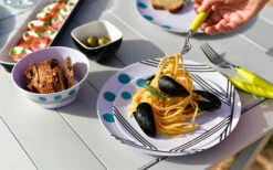 Berger Dots Melamin Geschirr-Set 16-tlg. Blau -Camping im Freien 260273 1859640 1